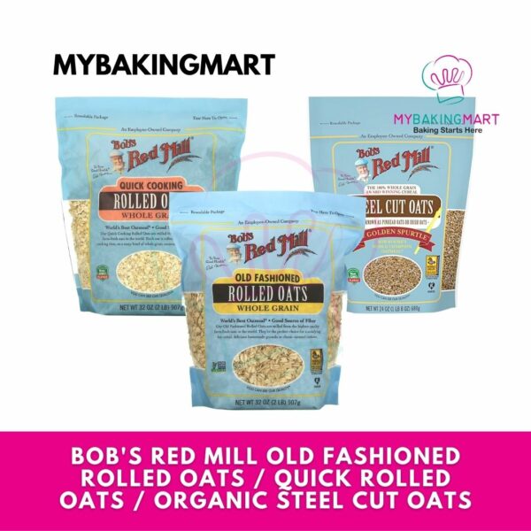 Bob's Red Mill Rolled Oats Old Fashioned / Rolled Quick (Expiry Date 2Mar2024) / Organic Steel Cut Irish Oats