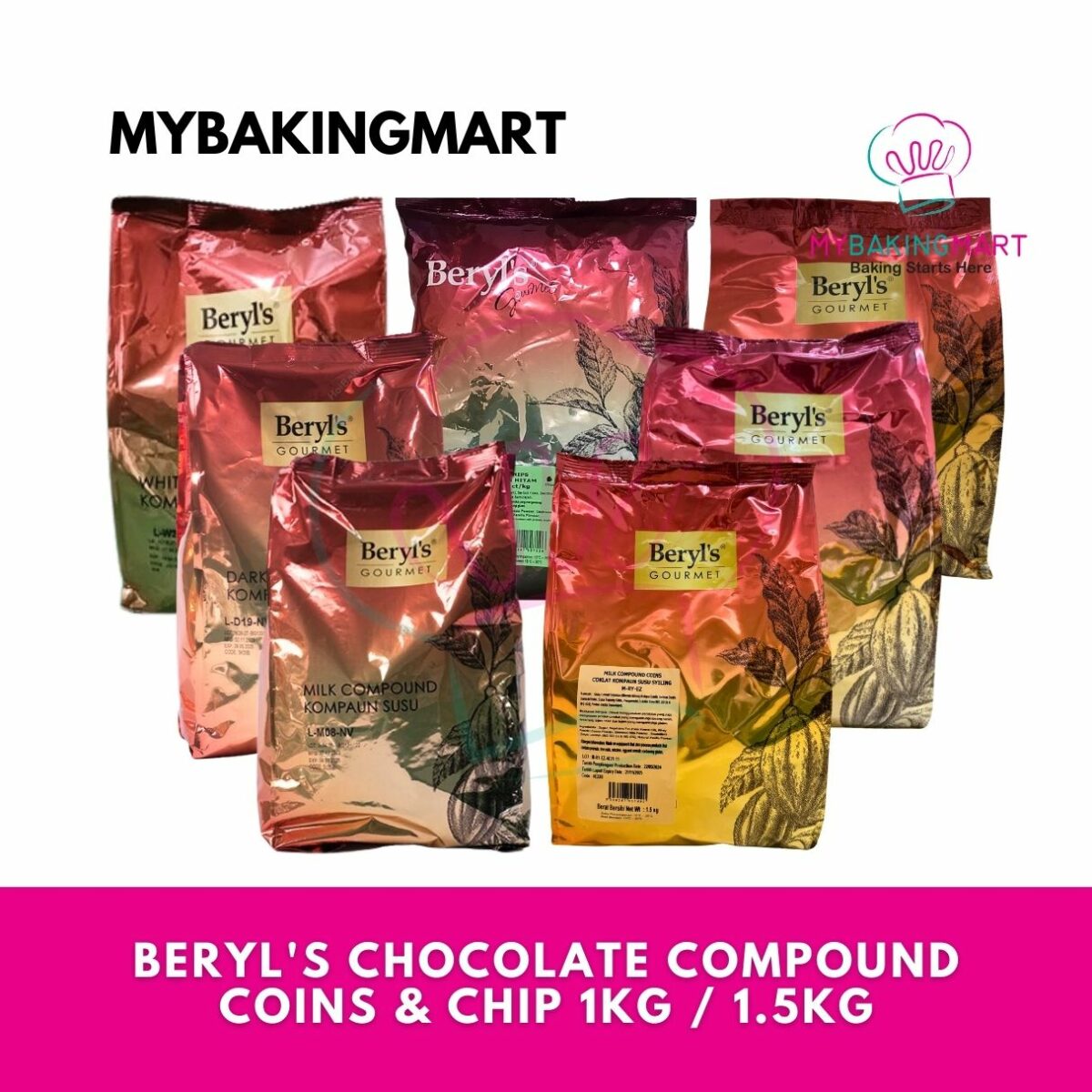 Beryl's Compound Dark/ Milk/ White Chocolate / Chocolate Chip 1kg / 1.5kg - Image 1