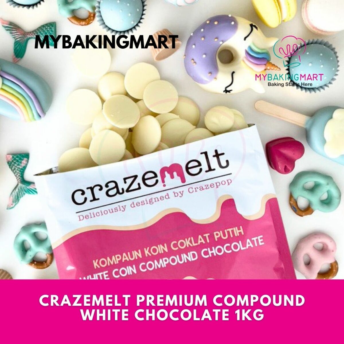 Crazemelt Premium Compound White Chocolate 1kg - Image 1