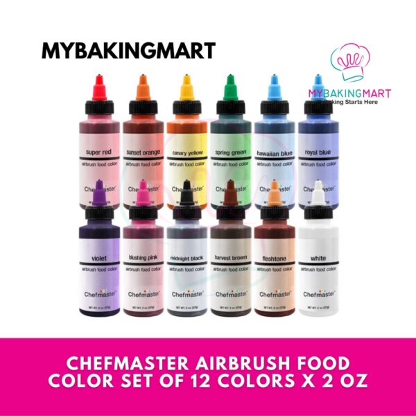 Chefmaster Airbrush Food Color Set (12 Colors)