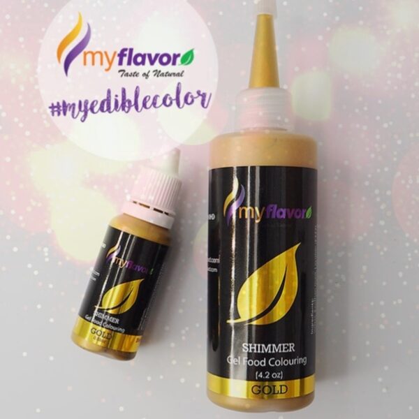Myflavor Gel Food Color Shimmer Gold 4.2oz - Image 2