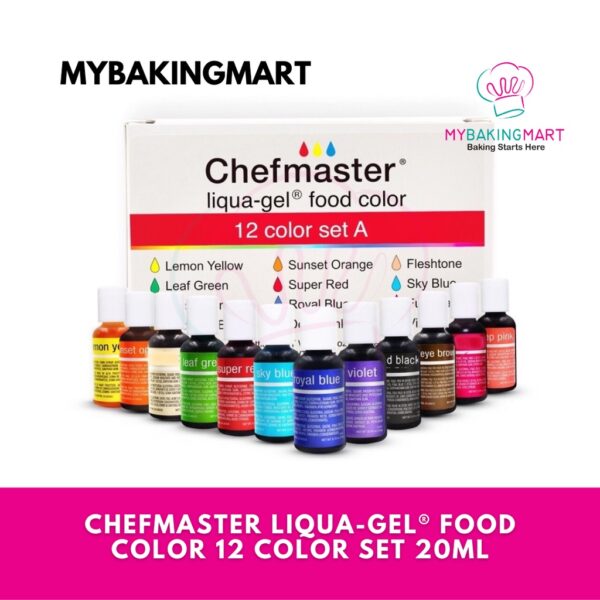 Chefmaster LIQUA-GEL® 12 Color Kit 20ml Food Coloring
