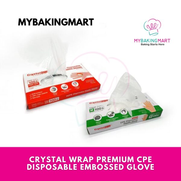 Crystal Wrap Premium CPE Disposable Embossed Glove  (Box of 100pcs)