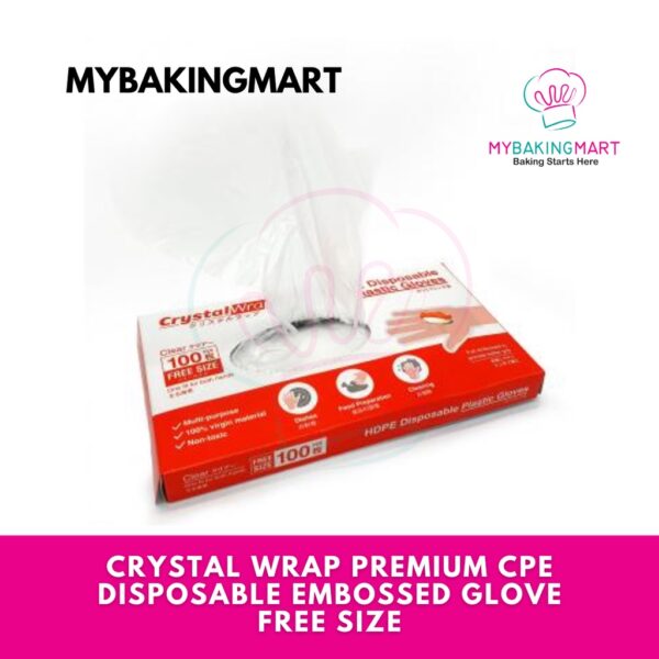 Crystal Wrap Premium CPE Disposable Embossed Glove  (Box of 100pcs) - Image 2
