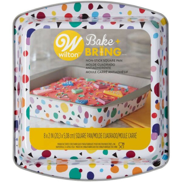 Wilton Bake and Bring Geometric Print Non-Stick 8-Inch Square Cake Pan