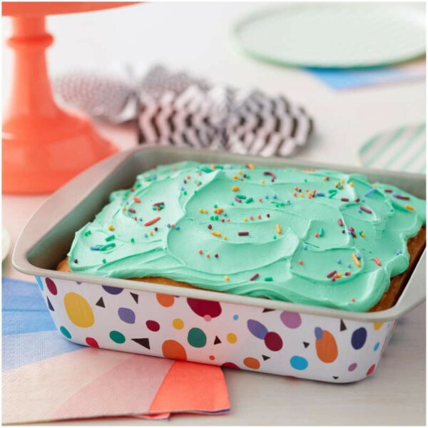 Wilton Bake and Bring Geometric Print Non-Stick 8-Inch Square Cake Pan - Image 4