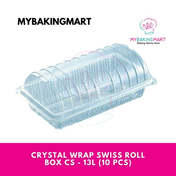 Crystal Wrap Swiss Roll Box - 13L (10 pcs) / Packaging / Bekas Kek Lapis / Container / Plastic Packaging