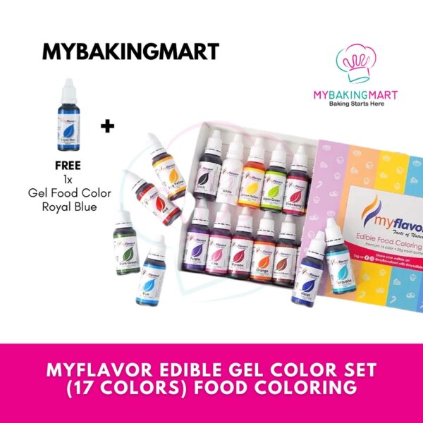 Myflavor Gel Food Colouring Set (16 Colour + 1 FREE Colour)