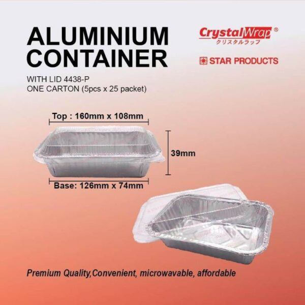 Crystal Wrap Aluminium Container With LID 4438-P (10 sets) - Image 3