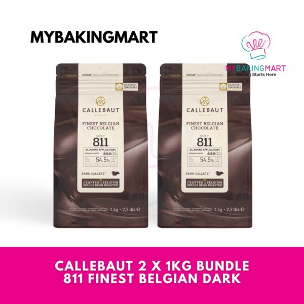 Callebaut 2 x 1kg Bundle - 811 Finest Belgian Dark Chocolate Couverture