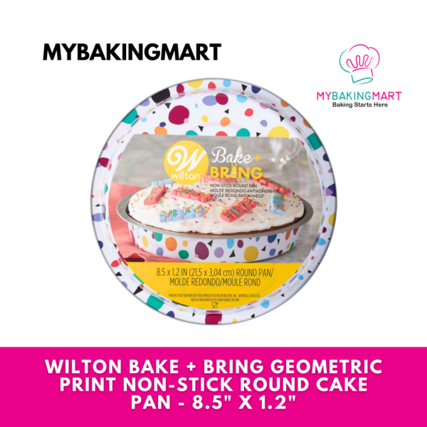 Wilton Bake & Bring Geometric Print Non-Stick Round Cake Pan 8.5" x 1.2"