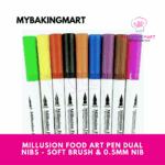 Assorted Colors Millusion Food Art Pen Dual Nibs - Soft Brush & 0.5mm Nib