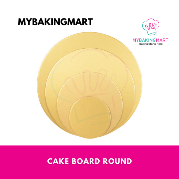 Assorted Cake Board Round & Square 5pcs (Gold) / Papan Kek