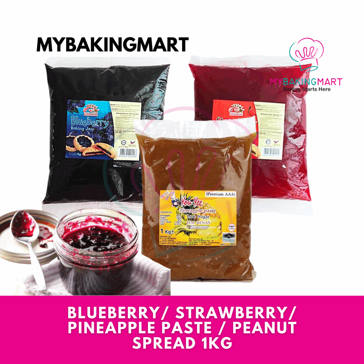 Filling Pineapple / Strawberry / Blueberry / Peanut Spread 1kg - Image 1