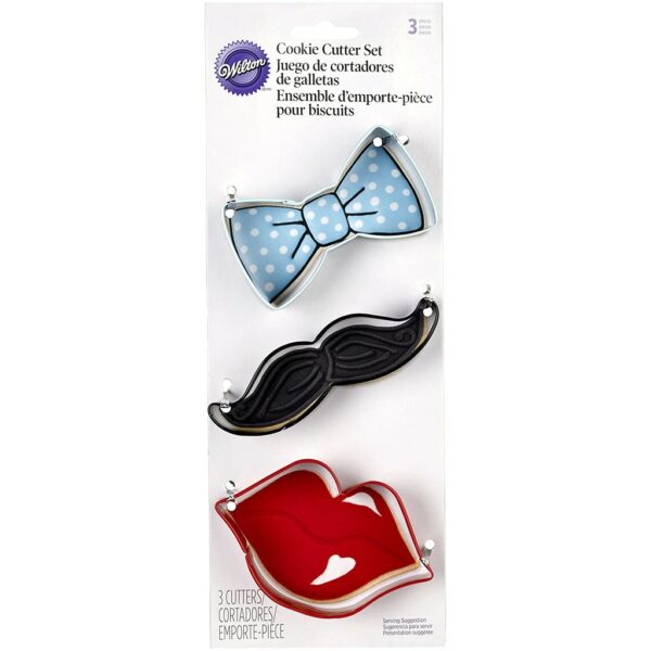 Wilton Bow Tie, Moustache & Lips Cookie Cutter Set