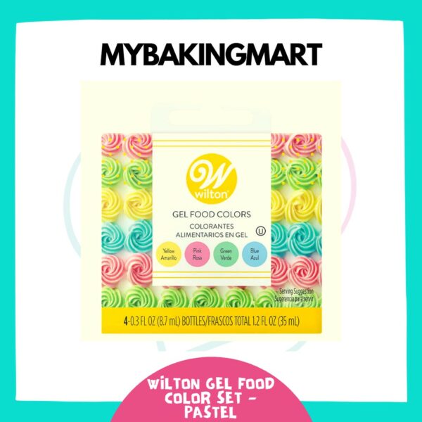 Wilton Gel Food Color Set - Pastel, Pink / Yellow / Green / Blue
