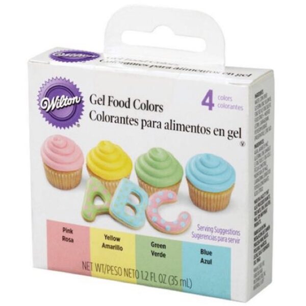 Wilton Gel Food Color Set - Pastel, Pink / Yellow / Green / Blue - Image 2