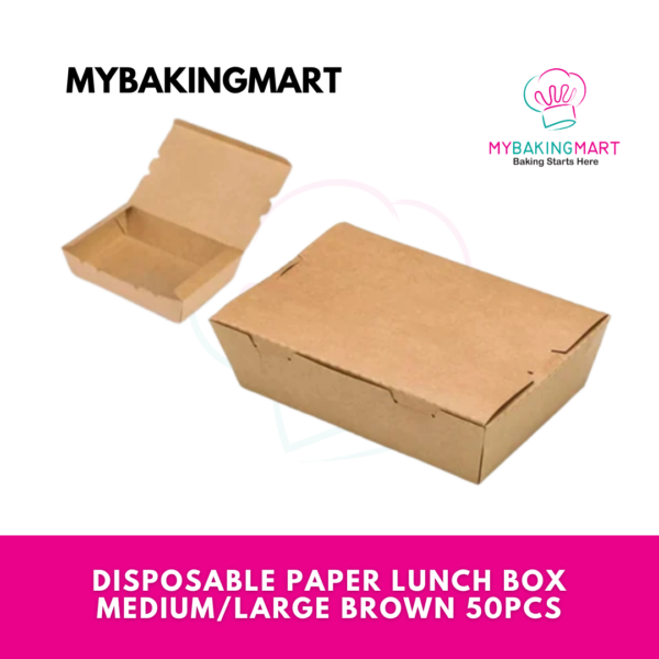 Paper Lunch Box Medium/Large Brown (50pcs±) - Disposable Paper Lunch Box