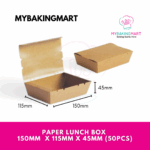 Paper Lunch Box Medium/Large Brown (50pcs±) - Disposable Paper Lunch Box - Image 2