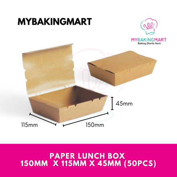 Paper Lunch Box Medium/Large Brown (50pcs±) - Disposable Paper Lunch Box - Image 2