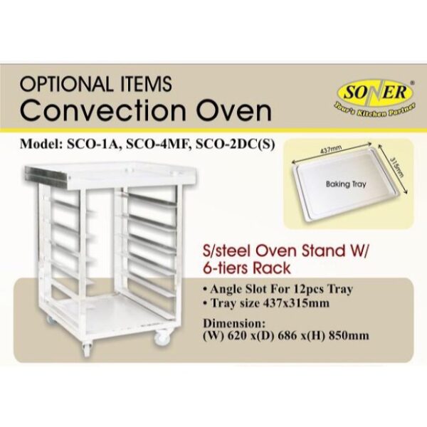 Soner Stainless Steel Oven Stand with 6-Tiers Rack