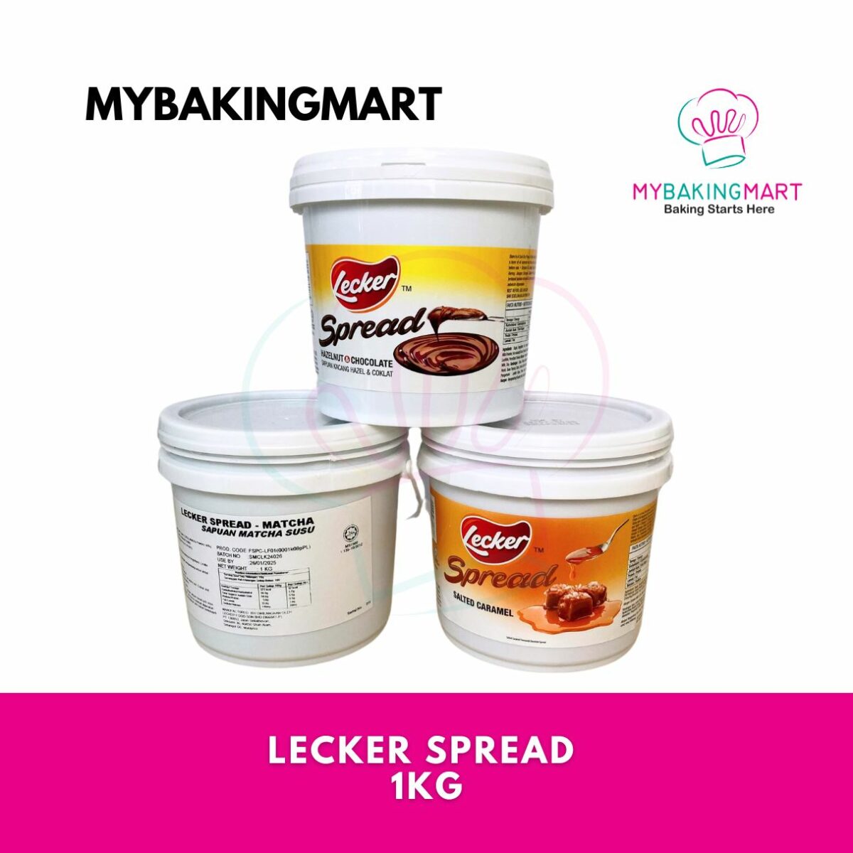 Lecker Spread 1kg - Hazelnut Chocolate / Salted Caramel / Matcha - Image 1