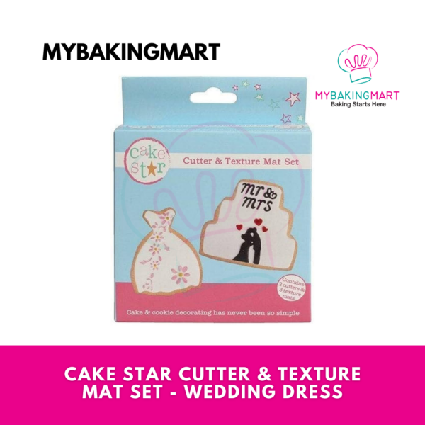 Cake Star Cutter and Texture Mat Set Wedding Dress and Cake - Image 2