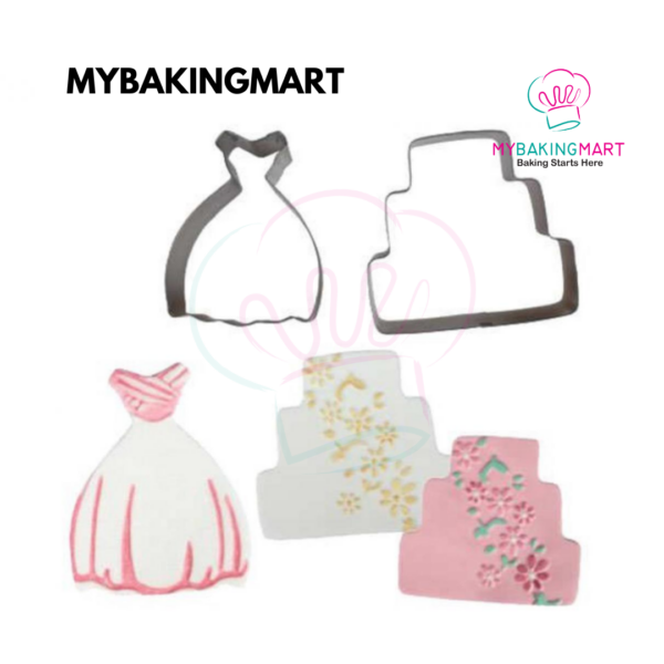 Cake Star Cutter and Texture Mat Set Wedding Dress and Cake - Image 3