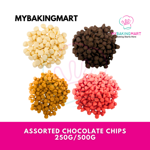 Assorted Chocolate Chips 250g/500g - White / Dark Chocolate / Strawberry / Gula Melaka