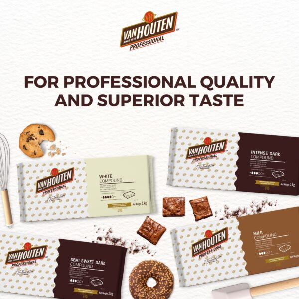 Van Houten Chocolate Compound Bar 1kg - Intense Dark / Milk / White Chocolate Compound - Image 2