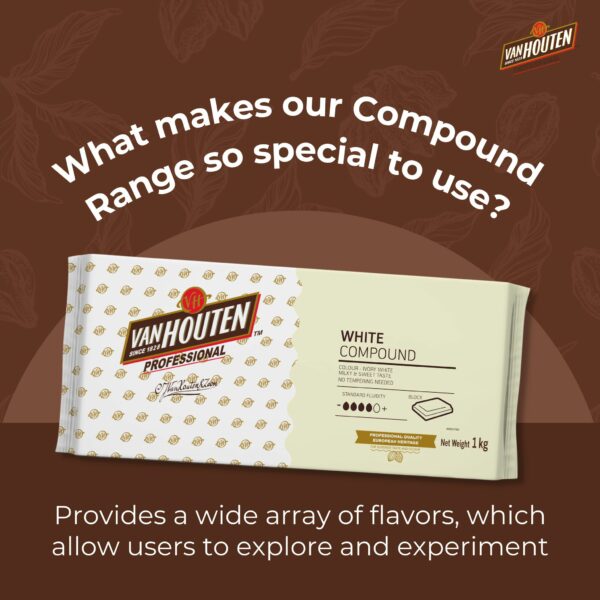 Van Houten Chocolate Compound Bar 1kg - Intense Dark / Milk / White Chocolate Compound - Image 3