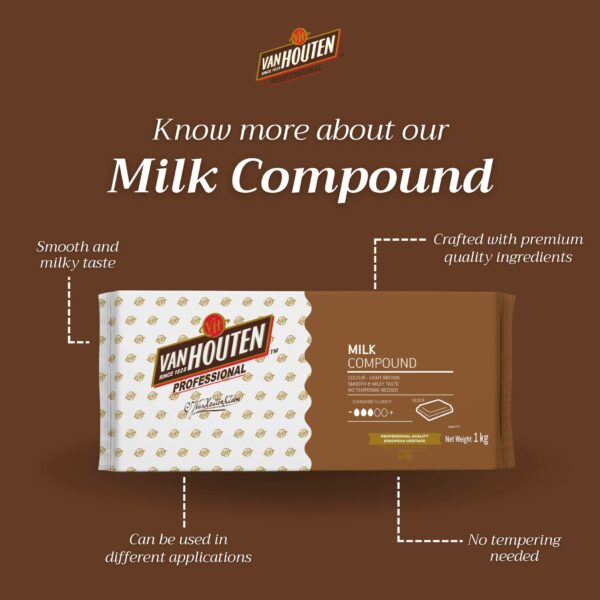 Van Houten Chocolate Compound Bar 1kg - Intense Dark / Milk / White Chocolate Compound - Image 4