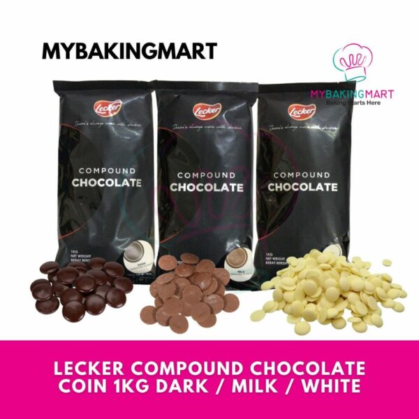 Lecker Chocolate Compound Coins 1kg - Dark / Milk / White
