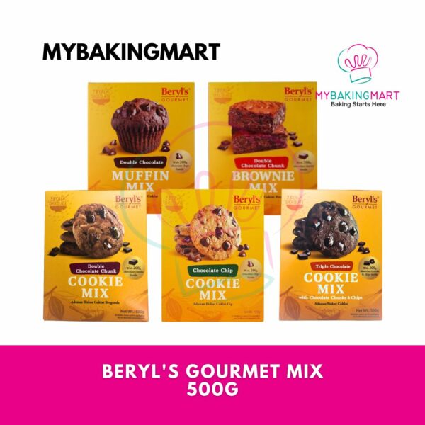 Beryl's Gourmet Chocolate Chip Cookies Mix / Double Chocolate Muffin Mix / Double Chocolate Chunk Brownie Mix 500g