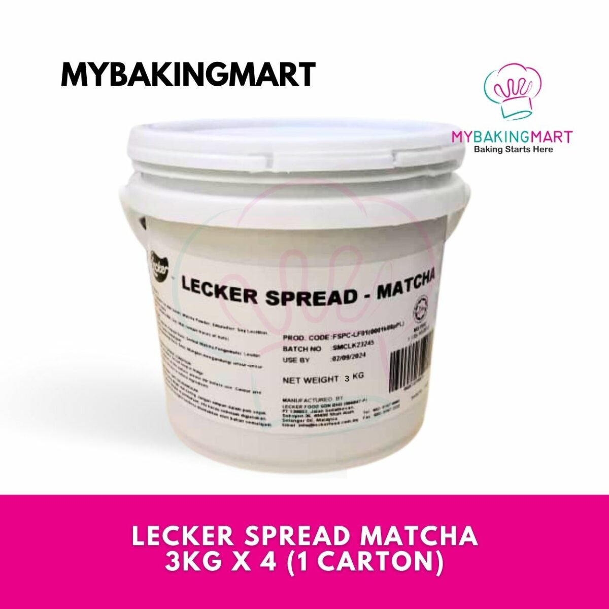 Lecker Matcha Spread 3kg x 4 (1 Carton) - Image 1