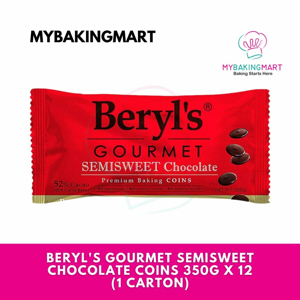 Beryl's Gourmet Semisweet Chocolate Coins 350g x 12 (1 Carton) - Image 1