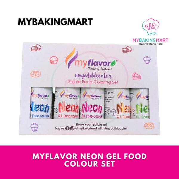 MyFlavor Neon Gel Edible Food Coloring 0.88 Oz (25g) Set of 5 Colours
