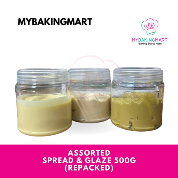 Assorted Spread and Glaze 500G (Repacked) Roxella Bueno Spread/TK Creamy Cheese Glaze/ Master Martini Pistachio Spread